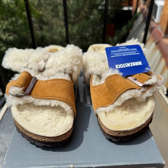 New Birkenstock Arizona Teddy Split Suede Shearling Sandals Shoes US 8 / EUR 39 - Picture 5 of 15
